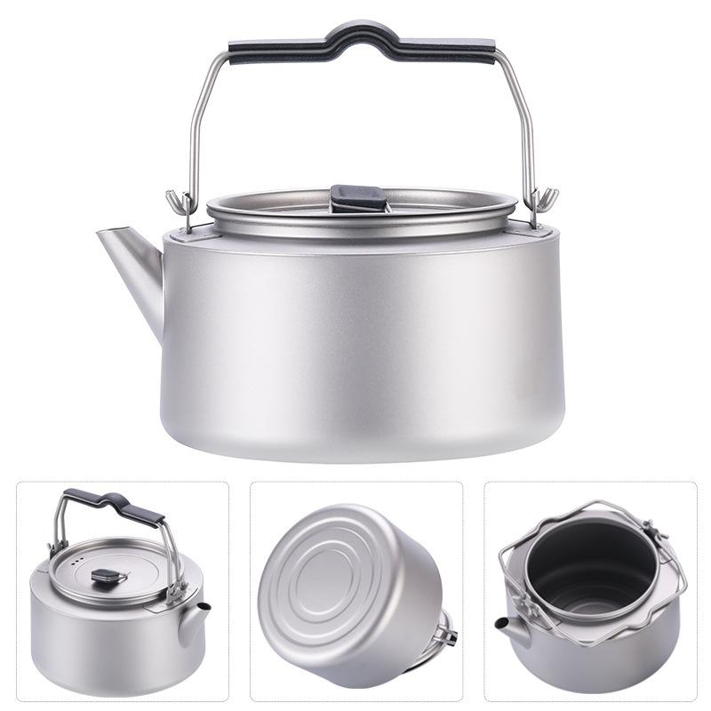 Outdoor Portable 1L Pure Titanium Tea Boiling Kettle for Camping and Travel