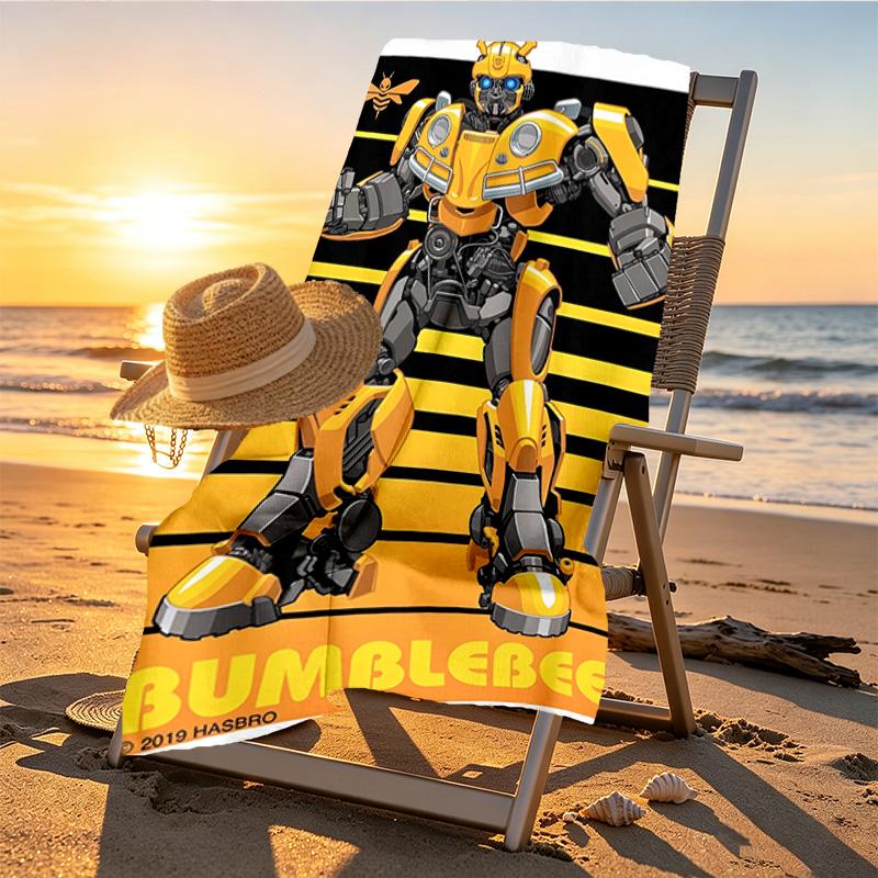 robot Print Beach Towel Design, Soft, Lightweight. for Home Bathroom, Spa, Pool, Yoga, Surfing, Camping, Gift for Family, Friend