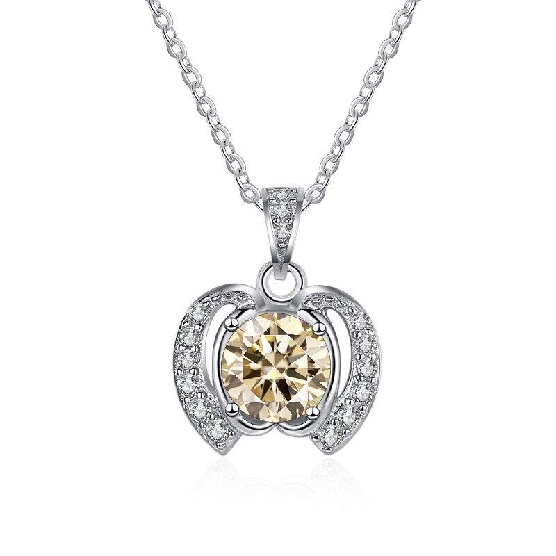 Bague Ringen Трендовое женское круглое ожерелье из муассанита весом 1 карат, подвеска в форме яблока, цепочка на ключицы, серебро 925, ювелирные изделия на Рождество