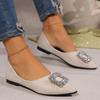 Women's Shoes High Quality Solid Color Pointed Toe Shallow Mouth Lightweight Comfortable Rhinestone Decorated Women's Flat Shoes