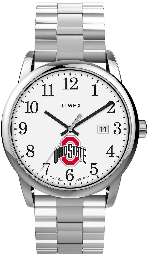 TIMEX Men's EasyReader 38mm Watch with Extended Band, Ohio Buckeyes, Easy to Read 38mm.