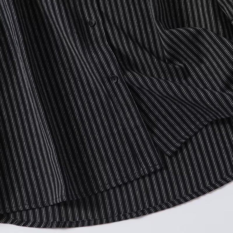 2025 Spring Women's Striped Print Loose Single-Breasted Lapel Shirt