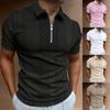 Summer Fashion Men's Shirt Short Sleeve Zipper Fashion T-shirt Men's Top