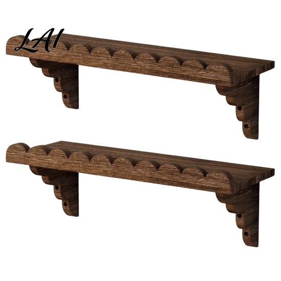 Decorative Wall Mount Organizer 2PCS Wavy Wooden Floating Shelves Mounted Display Rustic Wood Rack Racks Space Saving for Bedroom Living Room Small