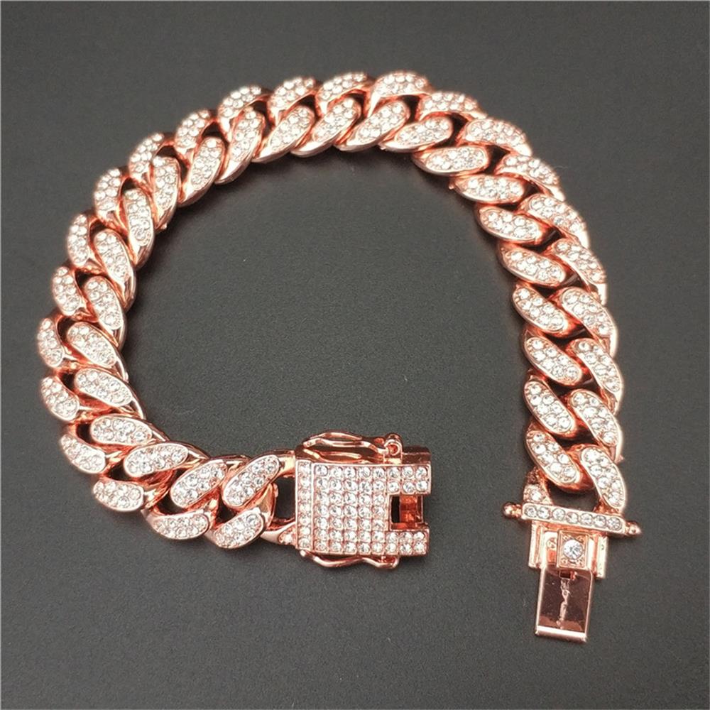 New Luxury Shiny Fashion Bracelet Hip Hop Inlaid Rhinestone Link Chain Bracelet