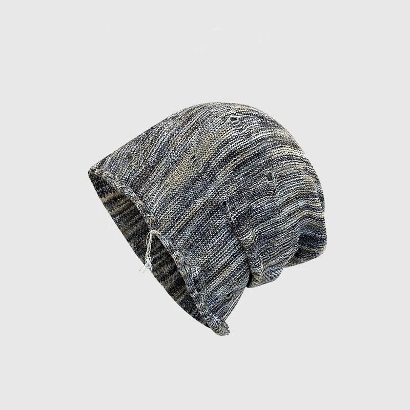 Пустошь ветер постепенное изменение вязание отверстия ворс шапка женская весна и лето улица ретро ленивый ветер тай-дай универсальный послеродовой холодный шапка