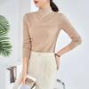 Design Sense Lace Splicing Bottom Knitted Sweater Women's Autumn New Curled Semi-turtleneck Silk Sweater Women's