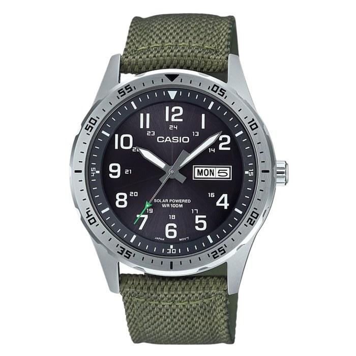 Casio Мужские кварцевые часы из нержавеющей стали, зеленые, 22 Повседневные, MTP-S120L-3AVCF, 42 мм.