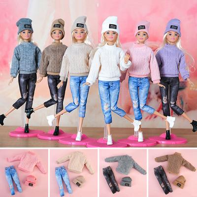 Кукольная одежда, модный мини-компактный свитер с длинными рукавами, декоративная ткань для куклы, 11-дюймовый кукольный костюм со шляпой, подарок