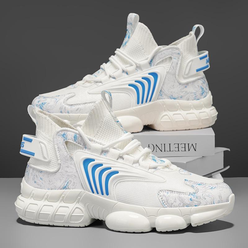 Осенняя уличная легкая мужская обувь большого размера, подошва «нож», кроссовки для папы, повседневные дышащие кроссовки из летучего трикотажа, мужская обувь