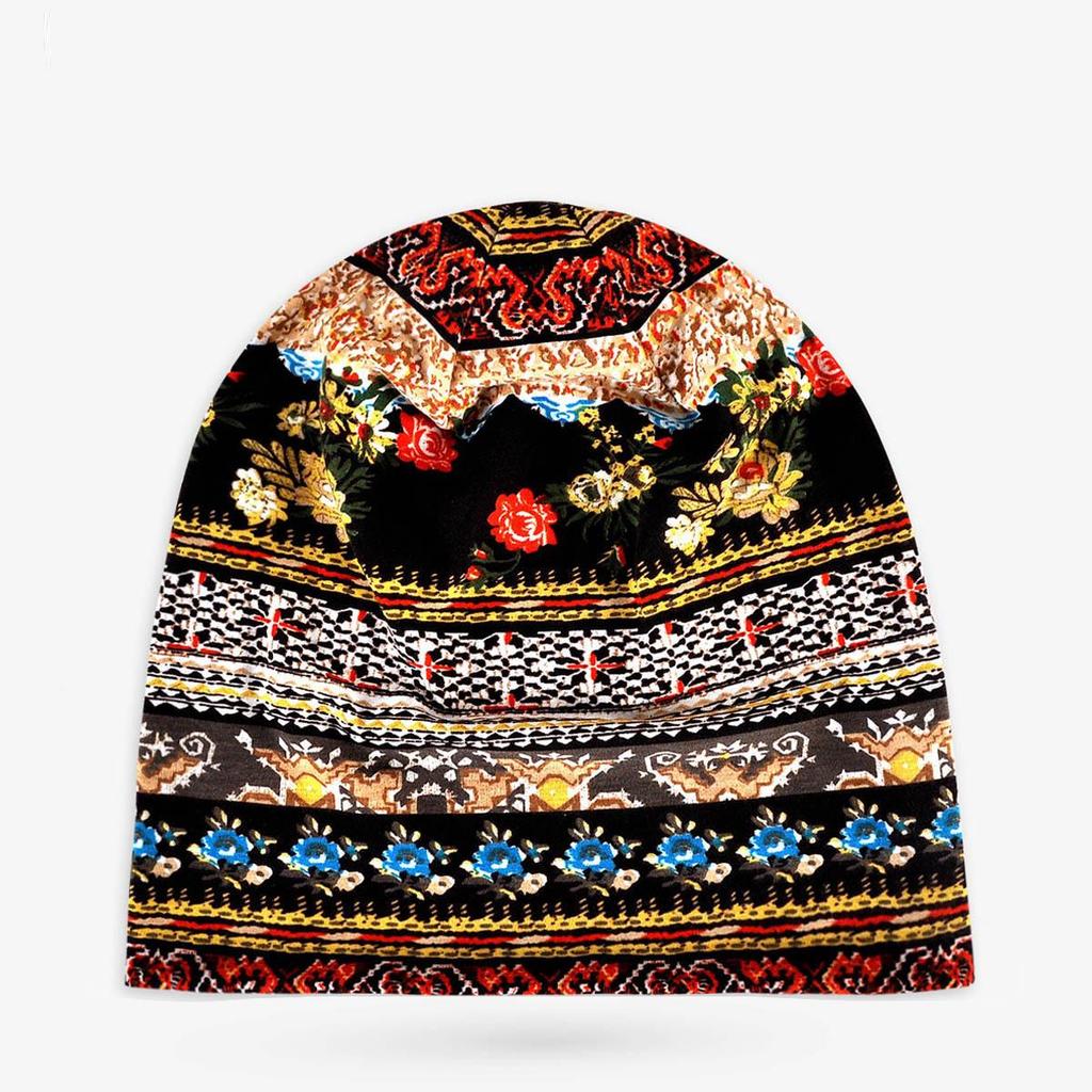 Unisex Paisley Cotton Cuffed Beanie: Spring/Summer Double Layer Stretch for Trendy Street Dance Fashion