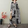 Women's Vintage Long Dress with Cotton and Linen Patterns