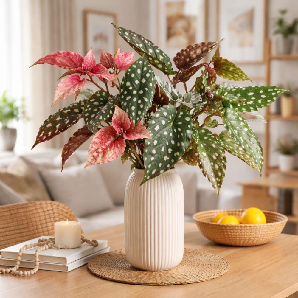 Plastic Artificial Green Plants Realistic Artificial Leaf Branch Outdoor Garden Decor