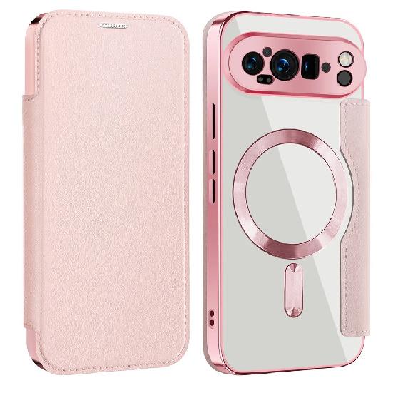 Business Flip Leather Matte Armor Shell For Magsafe Magnetic Phone Cases For Google Pixel 10 9 Pro XL 8A 7A Clear Plating Cover
