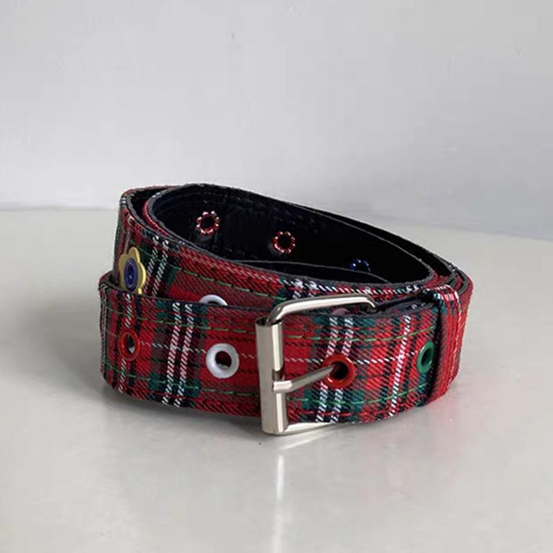 Belt Y2k Dopamine Flower Red Plaid Belt, Female Sweet Cool Babes Denim Blue Tide