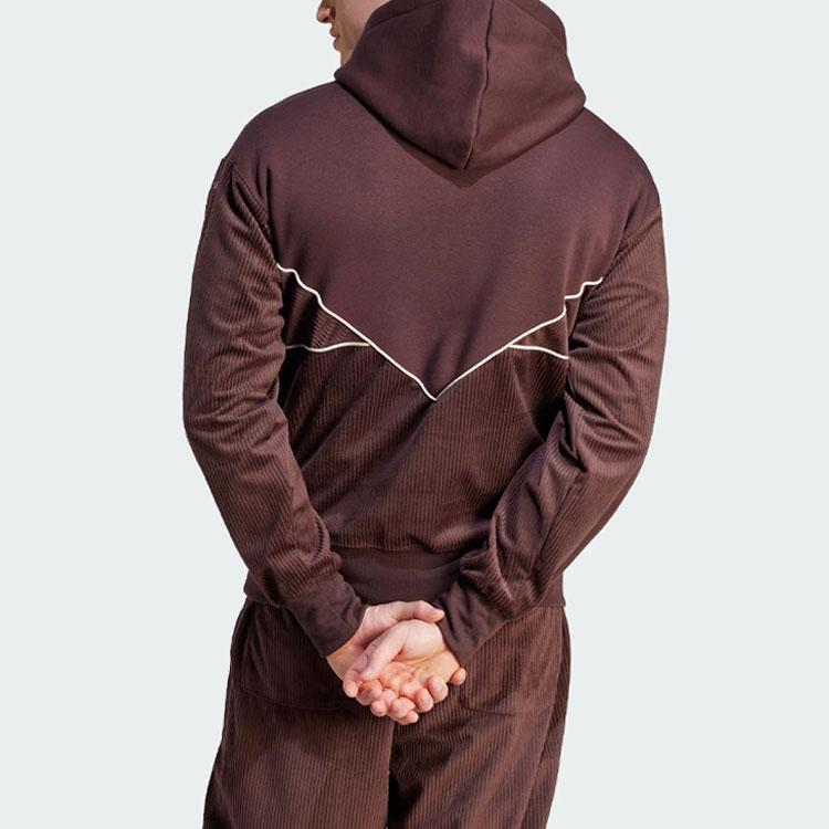 Adidas Оригиналы Adicolor, сезонная вельветовая толстовка с вышитым логотипом, лоскутная мужская толстовка, темно-серая, коричневая II5788