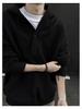 Men's Gray Hooded Knit Sweater - Retro Loose Fit Casual Autumn/Winter Outerwear
