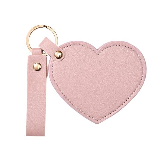 Зеркало для макияжа в форме сердца, водонепроницаемое, из искусственной кожи, зеркало для туалетного столика, брелок, портативное дорожное, ручное косметическое зеркало для женщин, подвеска для сумки