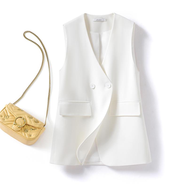 Korean Loose V-neck Vest Coat for Women Casual Sleeveless Outerwear Versatile Layering Top Suitable for Spring Summer