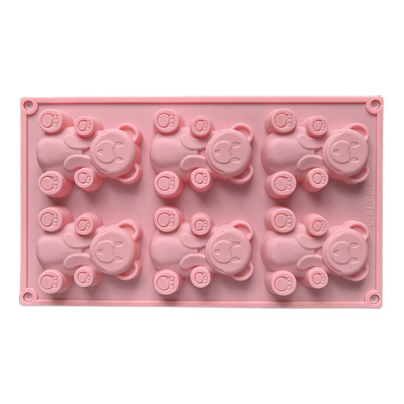 Bear Molds For Chocolate Baby Shower Molds 6-Grid Silicone Fondant Molds Bear Cand Mould Baby Shower Chocolate Molds For Cakes