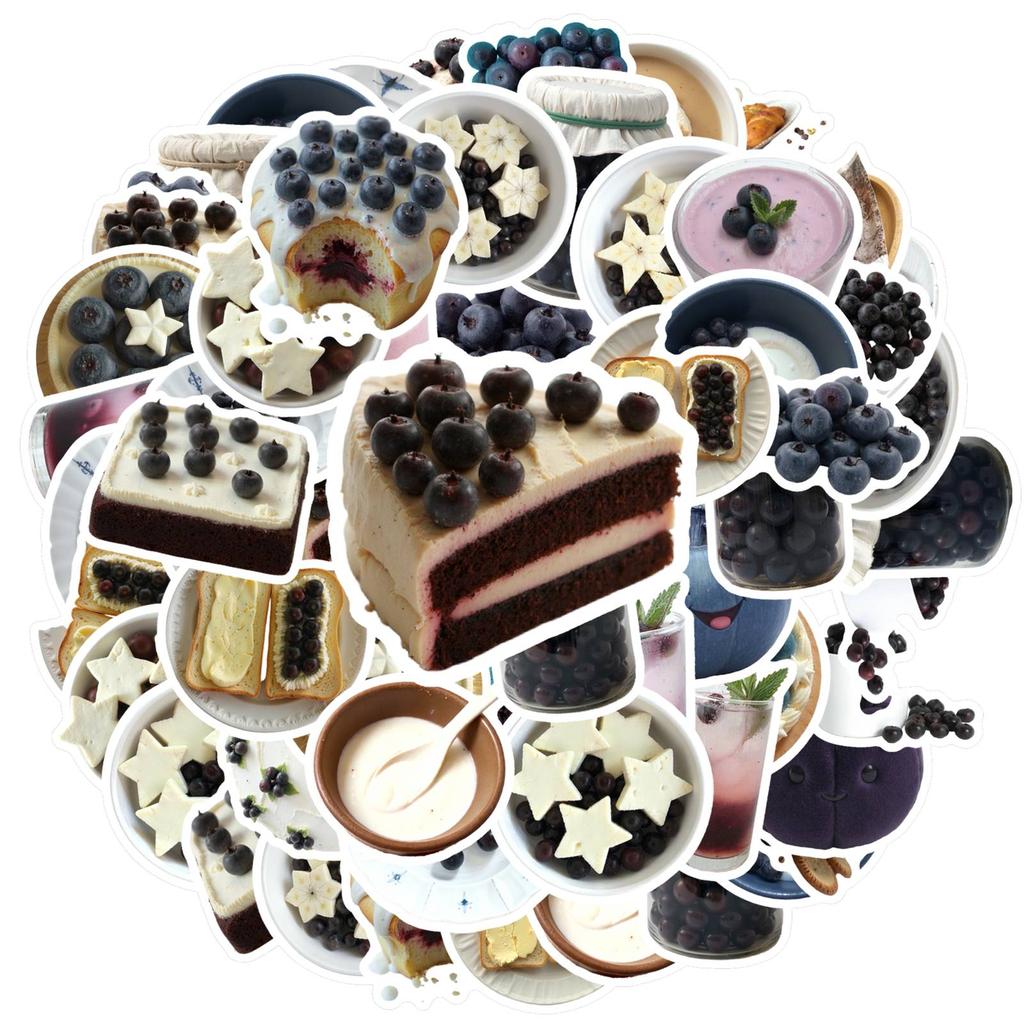 35pcs-50pcs Realistic Blueberry Stickers Gourmet Sweets Stationery Stickers Stickers For Laptop Motorcycle Luggage Phone