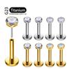 1 шт. ASTM F136 Титан 18G/16G Безрезьбовой Push Pin Лабрет Гвоздик Цирконий Серьга для Хряща Уха Хеликс Трагус Пирсинг Носа
