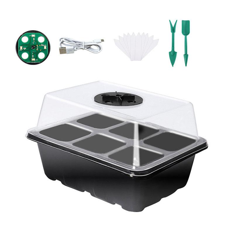 1 упаковка лотков для рассады с подсветкой, наборы лотков для рассады с регулируемыми куполами влажности и USB-кабелем для передачи данных