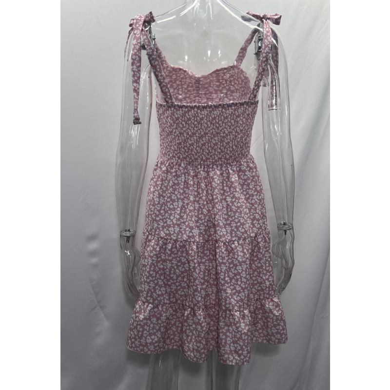 YYFS Женская мода лето весна цветочный узор печати без рукавов с высокой талией повседневные платья