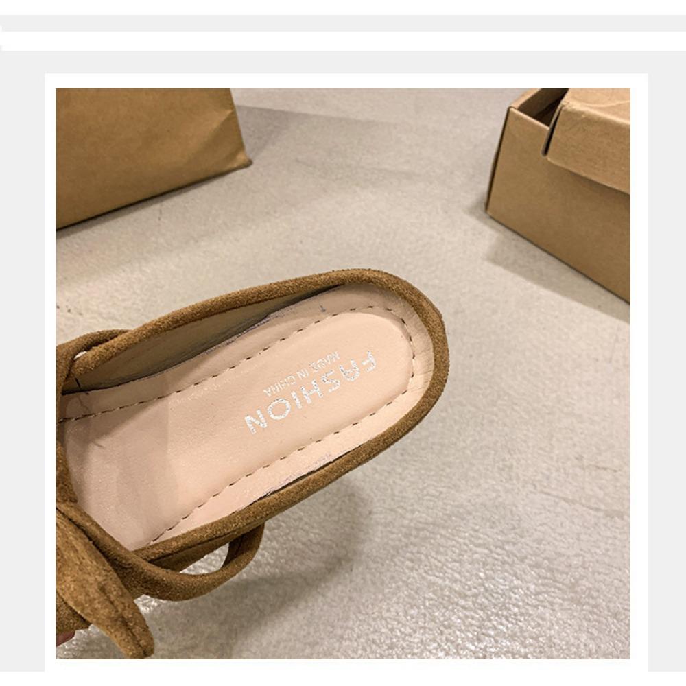 JMXD-bow Bag Head Half Slippers Женская верхняя одежда, весенне-летние замшевые тапочки в стиле феи на плоской подошве в стиле ретро