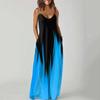 Women Pocket Print  Dress Beach Parties Vest Party  Sleeveless  Super Long Dress