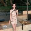 Retro Floral Qipao: Young Style Waist-Cinching Slimming Summer Dress