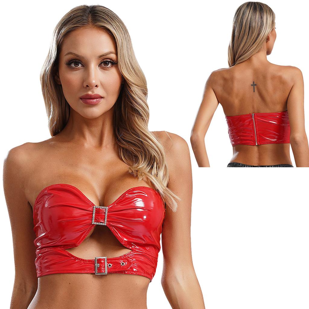 Женские ажурные металлические PU бюстгальтеры топы бюстье нижнее белье костюм для ролевых игр музыкальный фестиваль рейв-вечеринка клубная одежда в стиле панк
