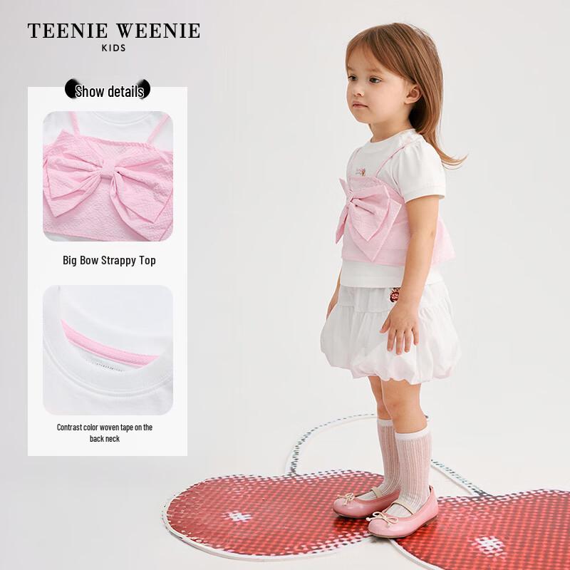 Teenie Weenie Girls' Bow Strap Short Sleeve T-Shirt