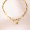Trendy Heart-shaped Rhinestone Chunky Chain Necklace For Fashionable Womens Accessories