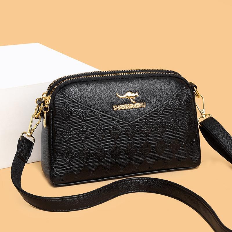 Средняя сумка для мамы двухслойная ромбовидная сумка для мобильного телефона женская новая модная и универсальная текстурная сумка через плечо с одним плечевым ремнем маленькая квадратная сумка