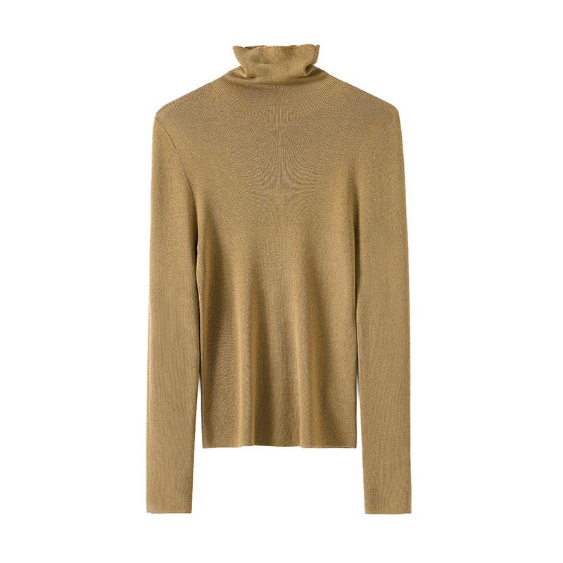 Tangge Silk-Cashmere Turtleneck Long Sleeve Warm Top