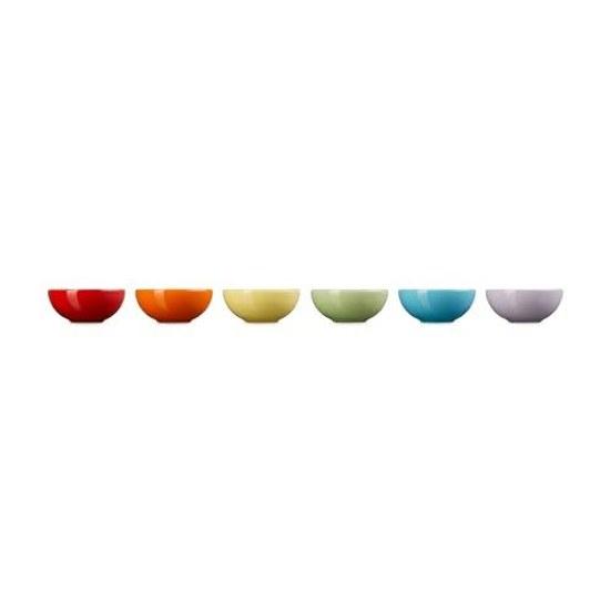 Мини-миска Le Creuset 7 см Радужная Термостойкая Морозостойкая Безопасна для Микроволновой Печи и Посудомоечной Машины Набор 6 шт.