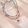 Женский комплект ожерелья, штабелируемые красочные кулонные бусины с цветком и бабочкой, двухслойные, гладкие, в богемном стиле, регулируемые
