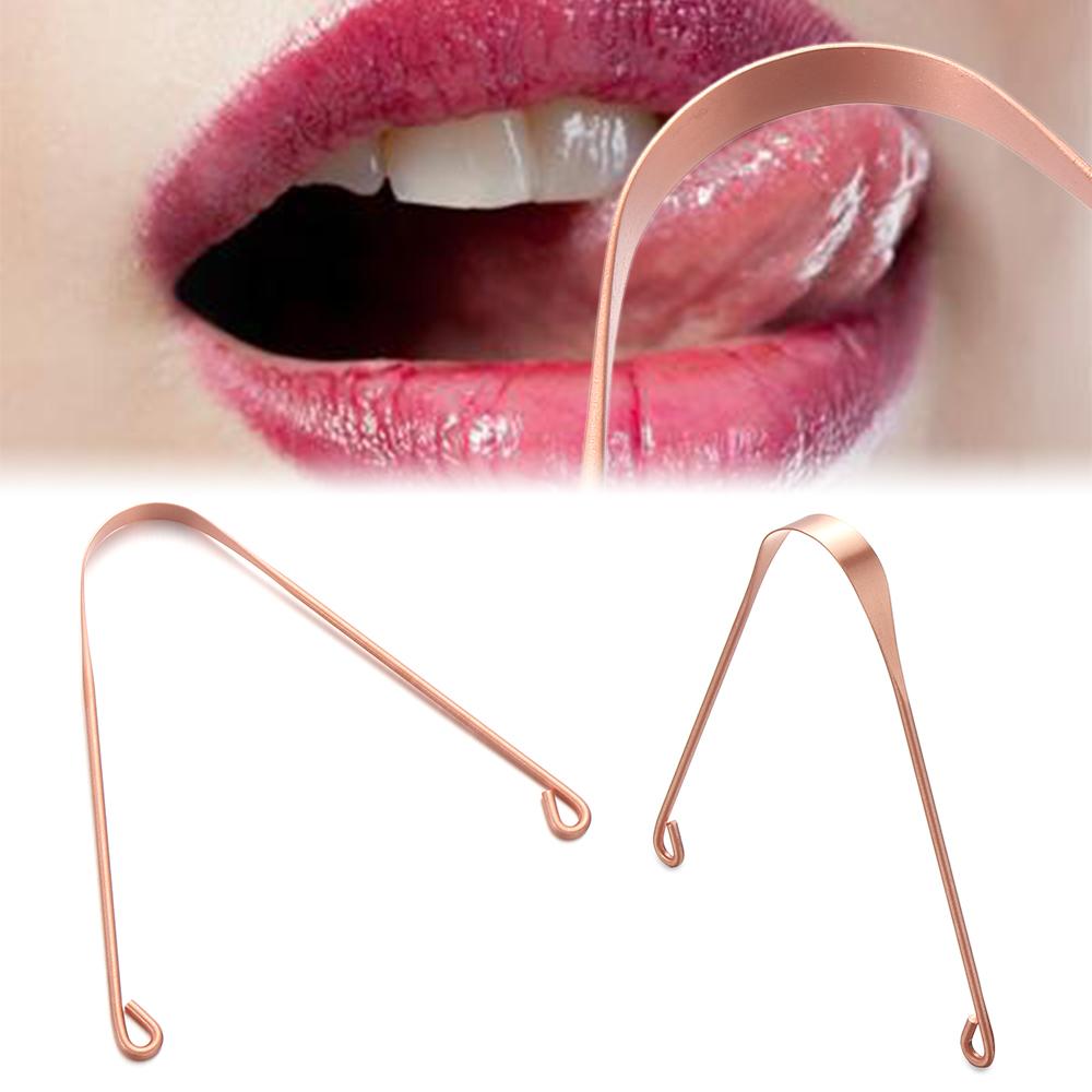 Bad Breath Care Oral Hygiene Stainless Steel Copper Tongue Scraper Cleaner Dental Cleaning