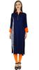 Bimba Women Blue Chic Style Tunic Indian Kurta Kurti Boho Collar Neck Blouse