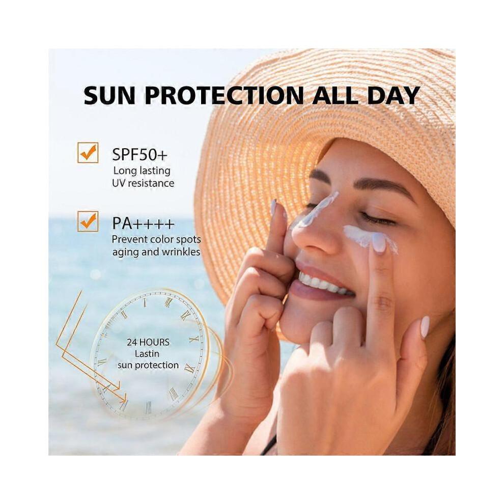 2PCS Niacinamide&Hyaluronic Acid Watery Sun Gel, Summer Sunscreen, Hyaluronic Acid Natural Sun Cream SPF50+ PA++++ , Non-sticky, hydrating