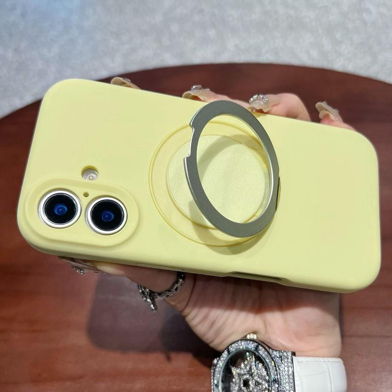 Liquid Silicone Phone Case IPhone 16 Pro Max With Full Coverage Magnetic Snap-on 360 Rotating Kickstand Anti-Scratch Drop