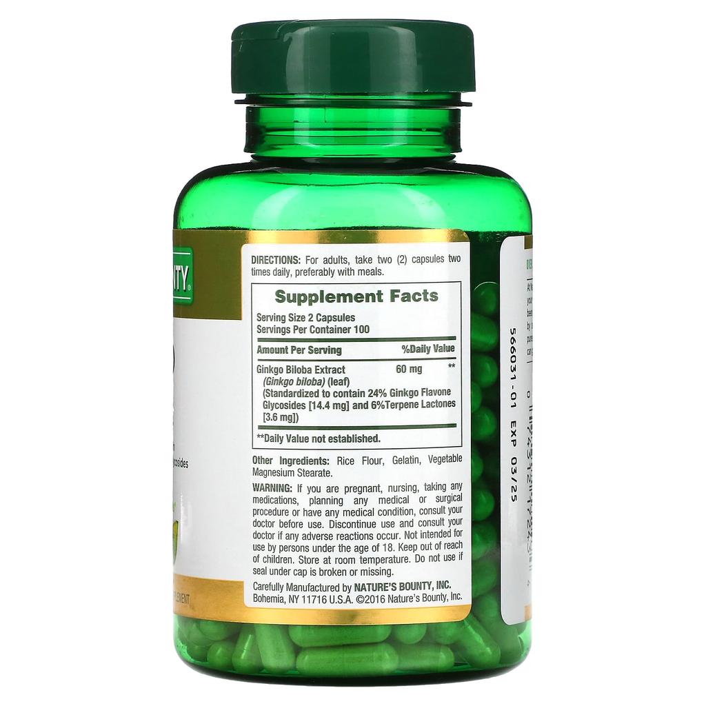 Nature'S Bounty, Ginkgo Biloba, 200 Capsules (30Mg per Capsule)