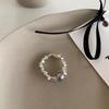 Chic Vintage Style High-quality Pearl Elastic Ring For Women Geometric Fashionable Design