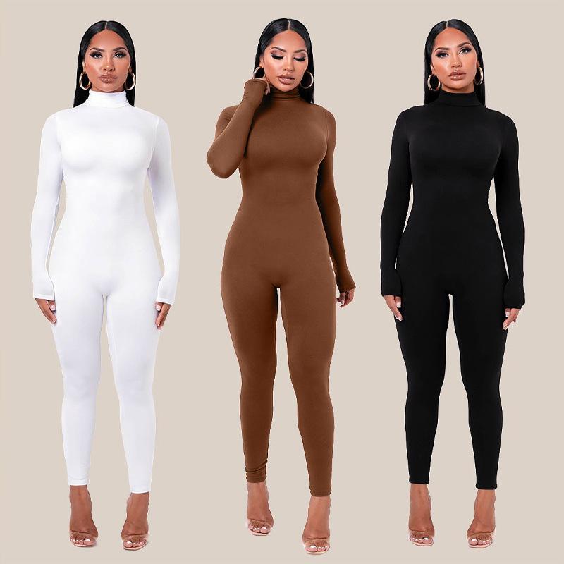 Solid Color Skinny Sports Fitness Jumpsuit Pants Thickening Buttocks Slim Fit Women Winter