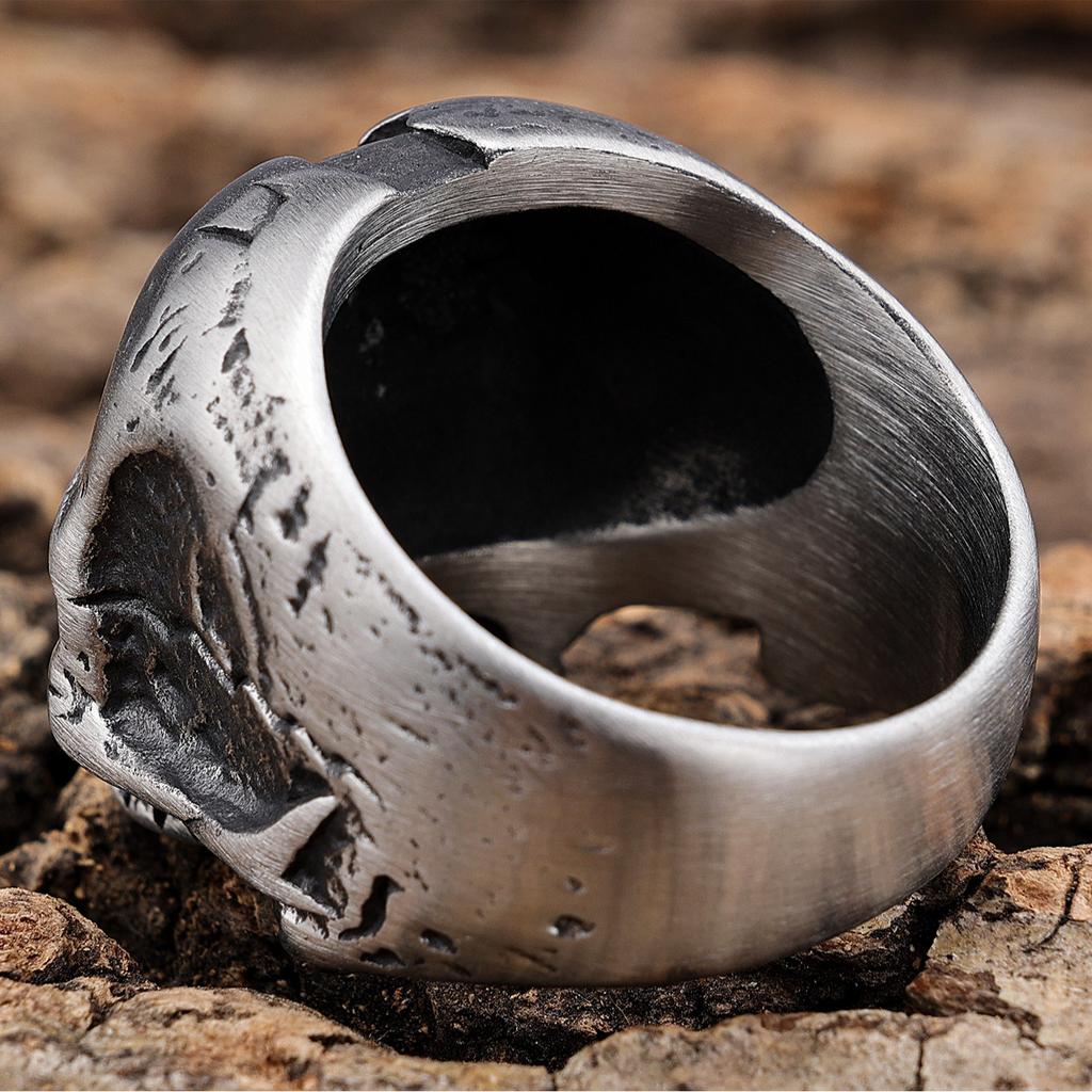 Мужское кольцо пилота в винтажном стиле с черепом, локомотив, череп, череп, кольцо с черепом