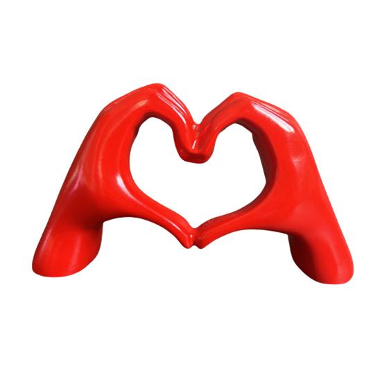 Love Heart Hand Figurine Heart-shaped Gesture Resin Statue Sculpture Home Office Wedding Party Desktop Decoration Ornament