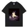 Крутой Кот Мода Повседневная Футболка с коротким рукавом Streetwear Унисекс Харадзюку Y2K Мода Повседневная Свободная Хлопковая Летняя Новая Футболка