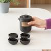 Black Crockery Ceramic Teapot Gaiwan Tea Cups Portable Travel Tea Set Drinkware 1Pot+4Cups