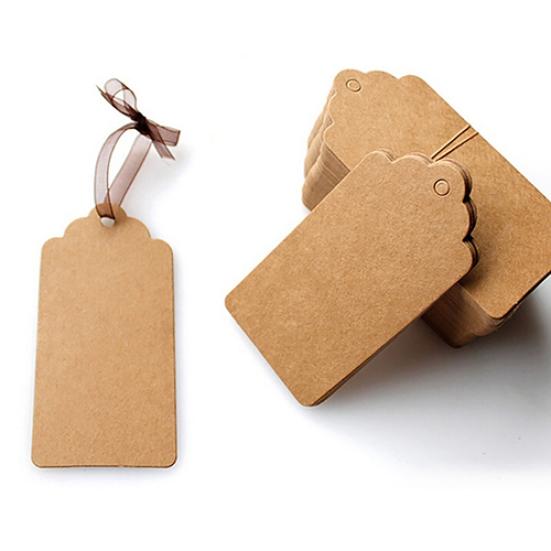 100pcs Wedding Party Kraft Paper Hang Tags Favor Punch Label Price Gift Cards